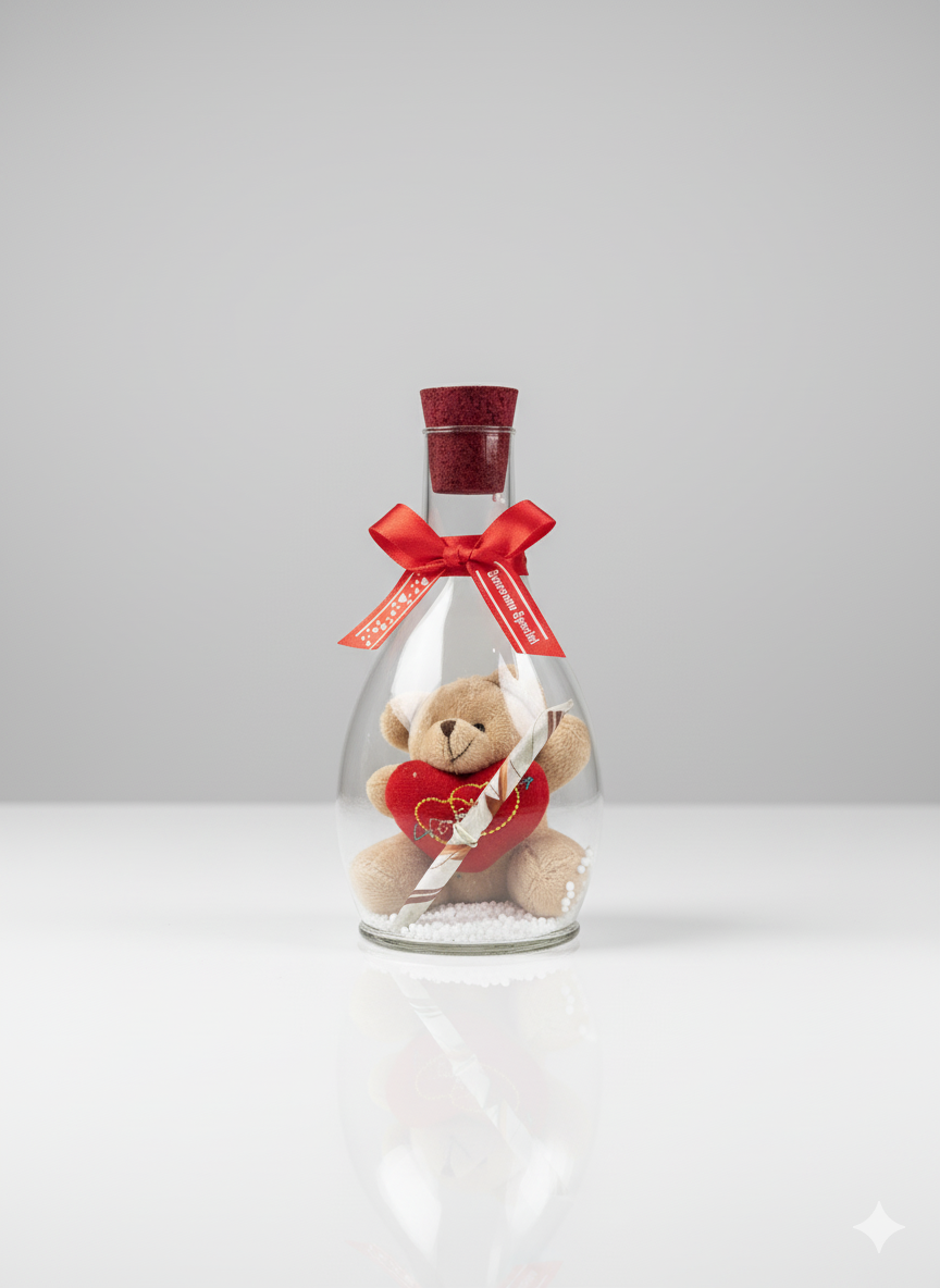 SOFT TEDDY BEAR LOVINGLY HOLDING A  RED HEART