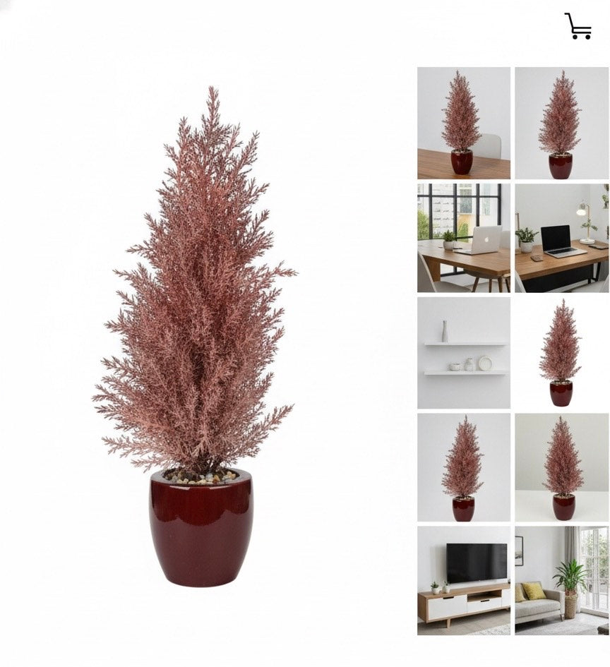 TREE IN A GLOSSY WOODEN POT